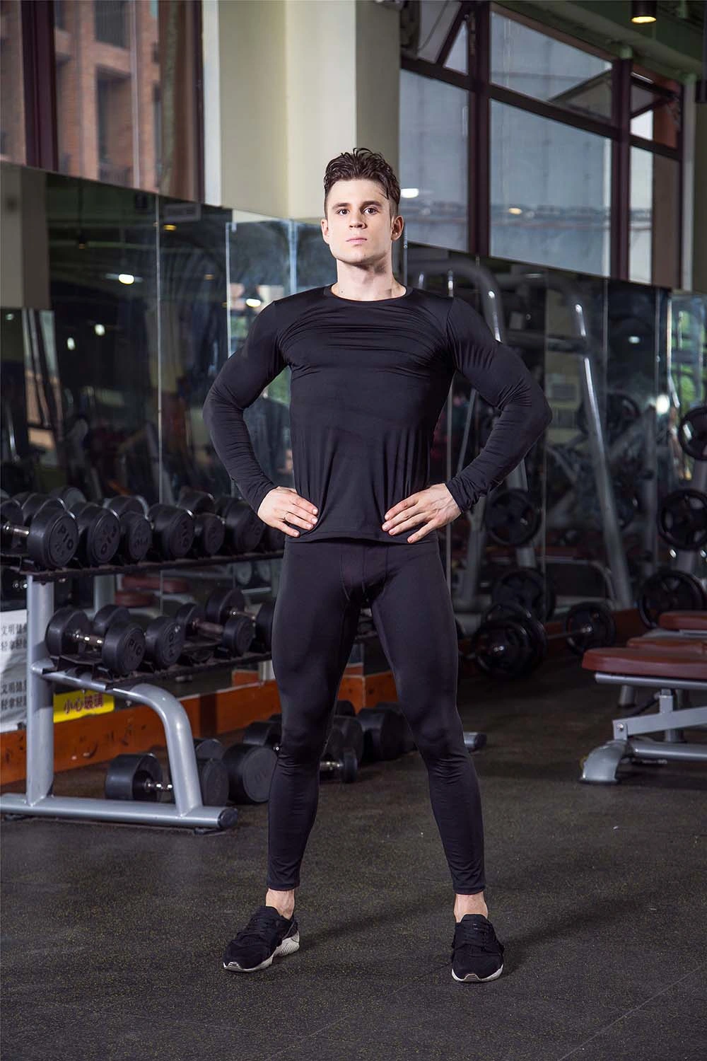 Free Sample Men Quick-Dry Long Sleeve Running Gym Yoga Sports