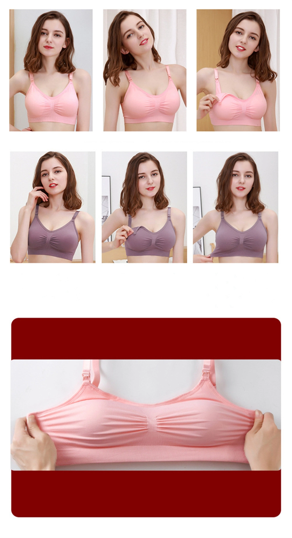 Maternity Bras Wirefree Nursing Bra Pregnancy Clothes Prevent Sagging Breastfeeding Women′s Breathable Lactancia Bra