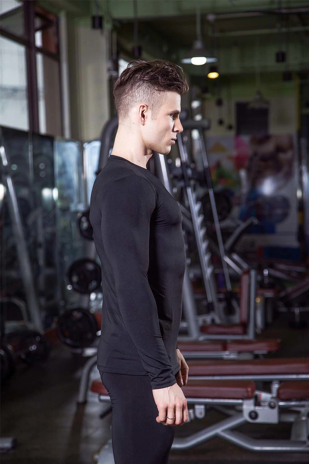 Free Sample Men Quick-Dry Long Sleeve Running Gym Yoga Sports