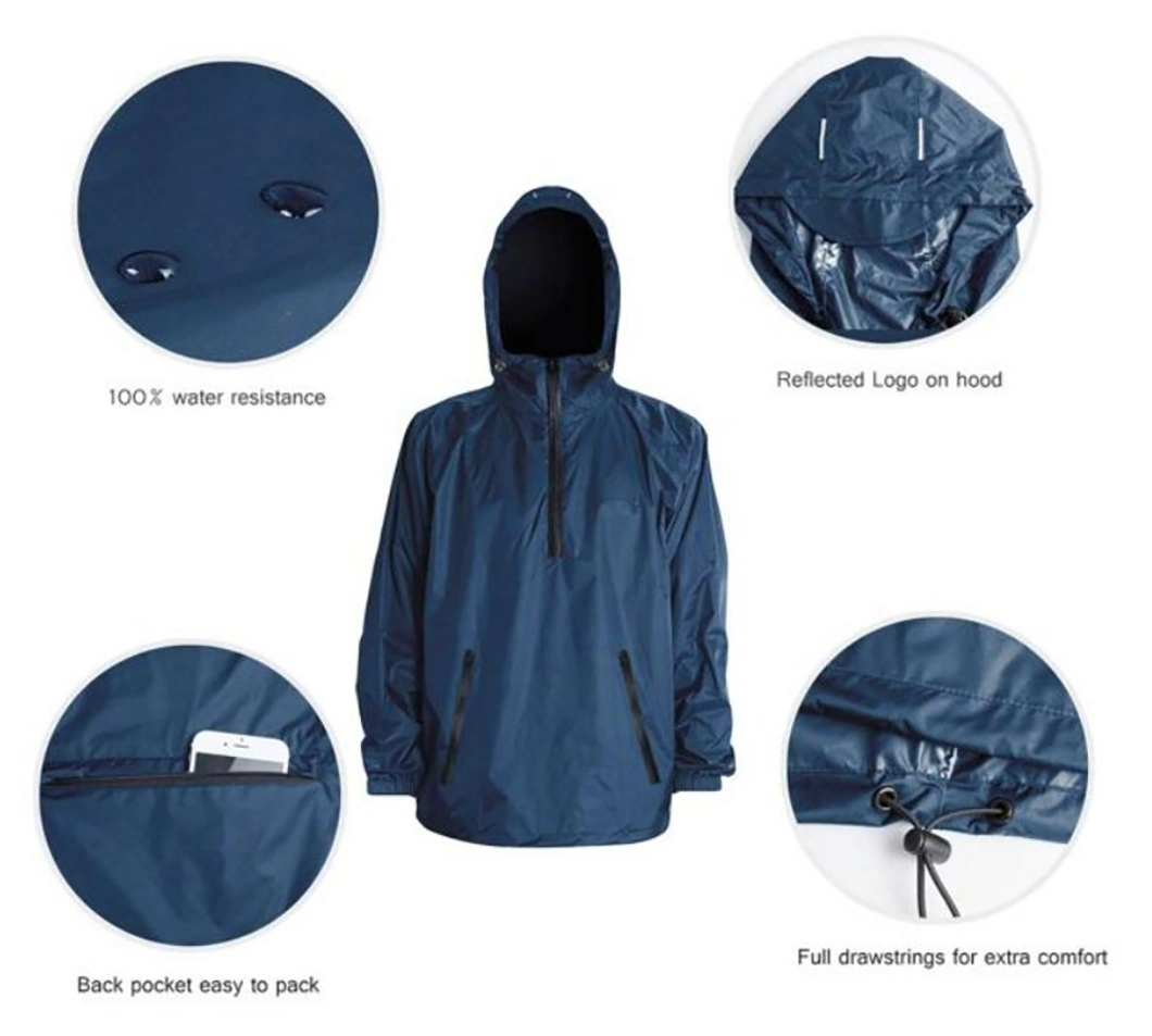 Light Running Rain Jacket for Men Pullover Nylon Hoodie Cycling Hiking Packable Windbreaker